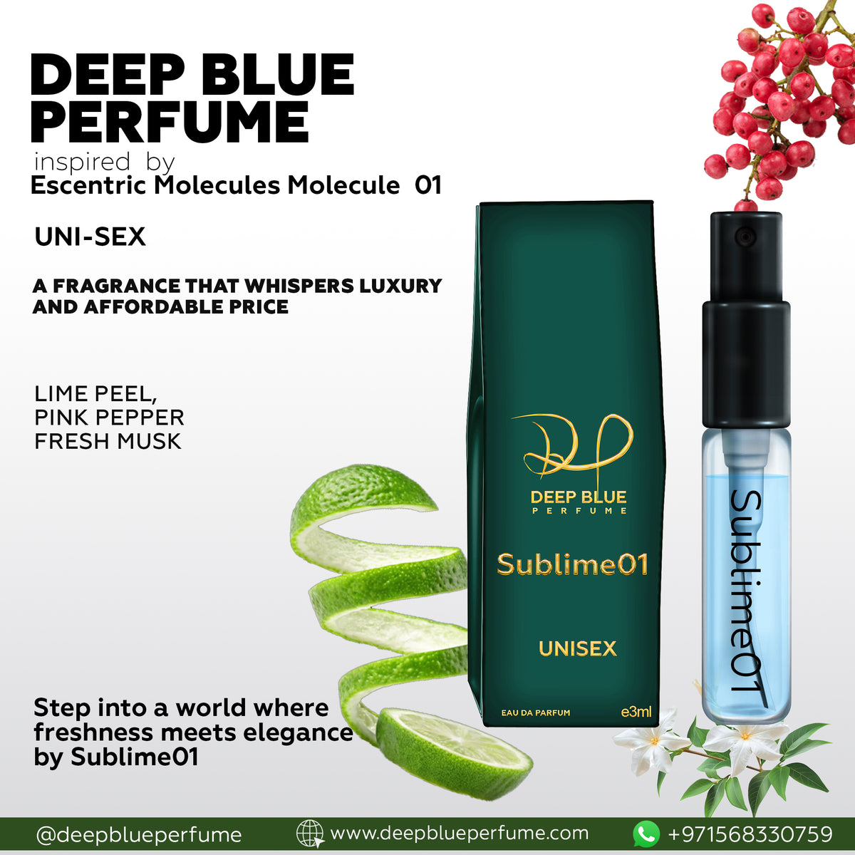 Sublime01 tester EDT fresh woody musky unisex fragrance bottle