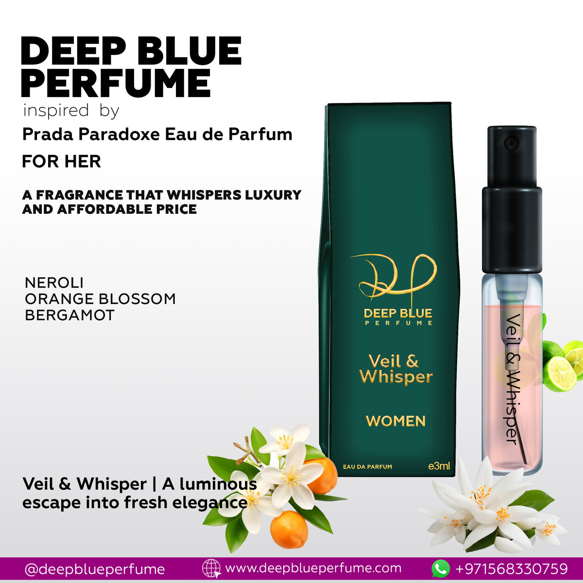 Veil & Whisper tester EDP floral fruity fresh women’s fragrance bottle