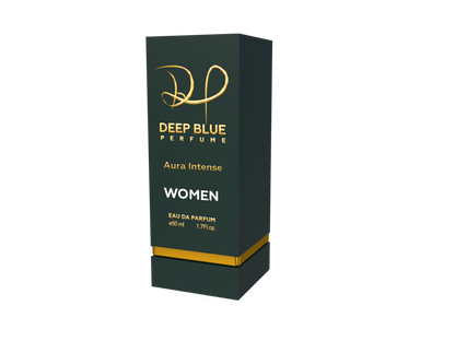 Deep Blue Perfume box for women on a white background
