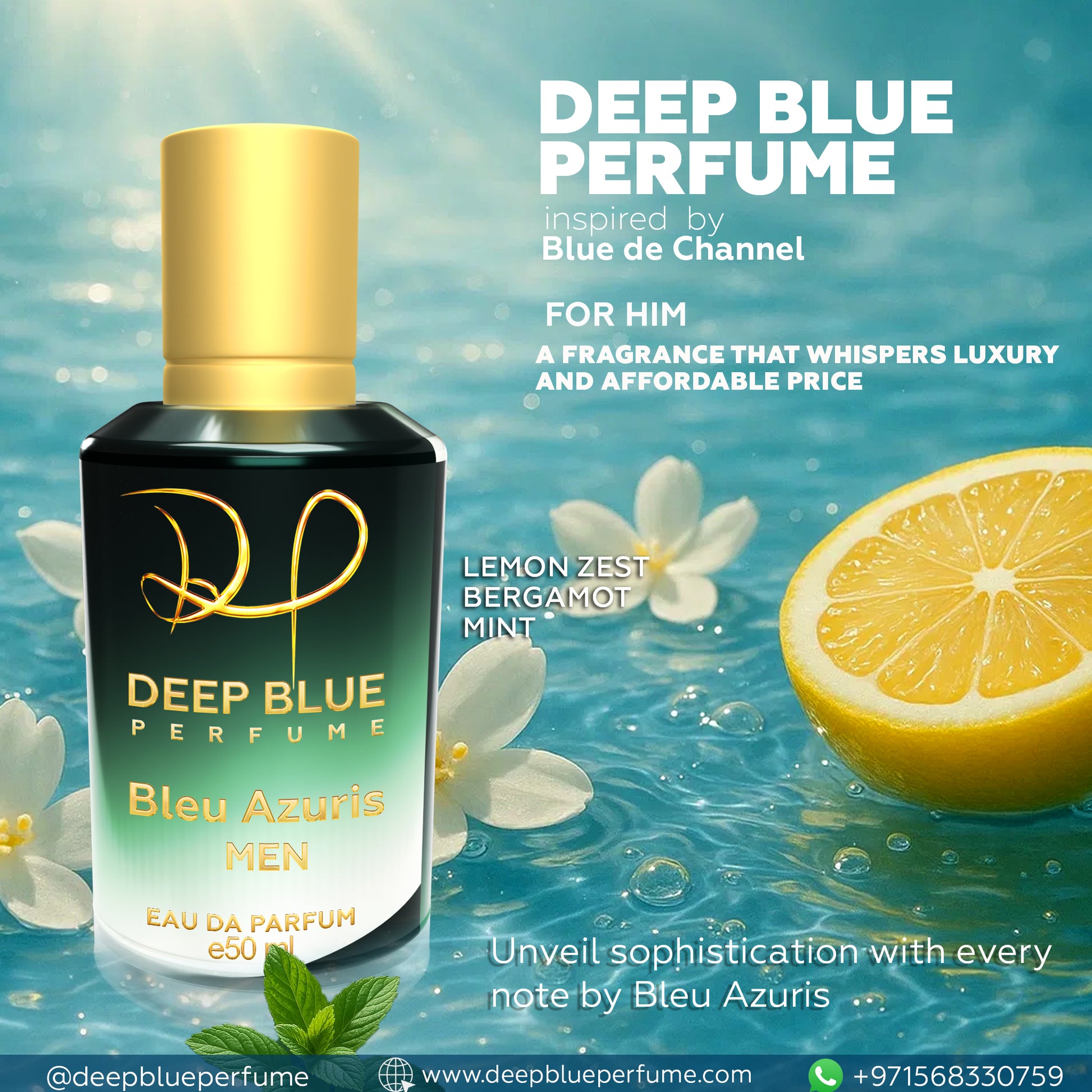 Bleu Azuris perfume for men fresh citrus woody long lasting scent