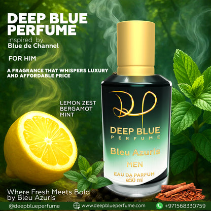 Bleu Azuris luxury men’s fresh aromatic woody Eau de Parfum