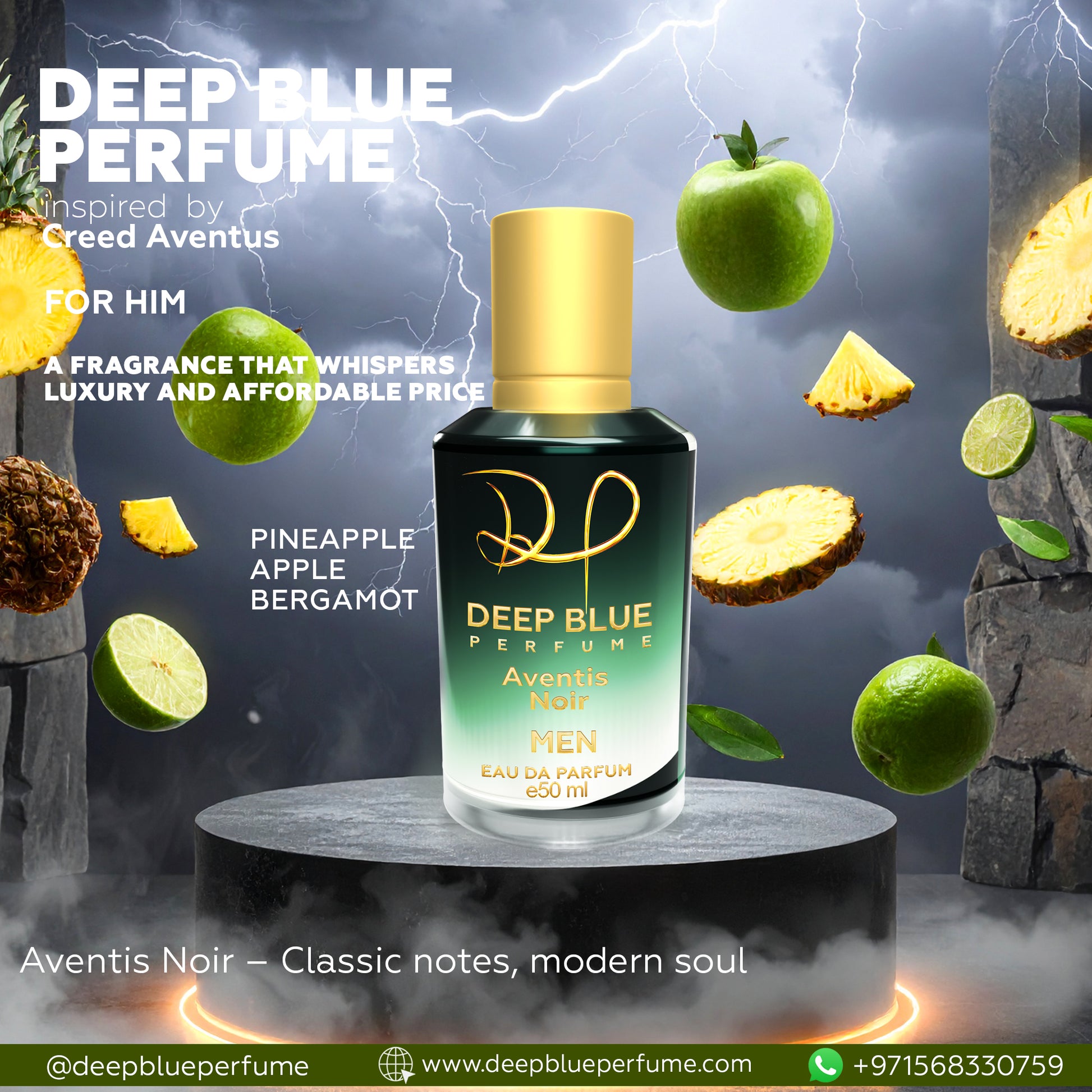 Aventis Noir EDP woody fruity men’s fragrance bottle