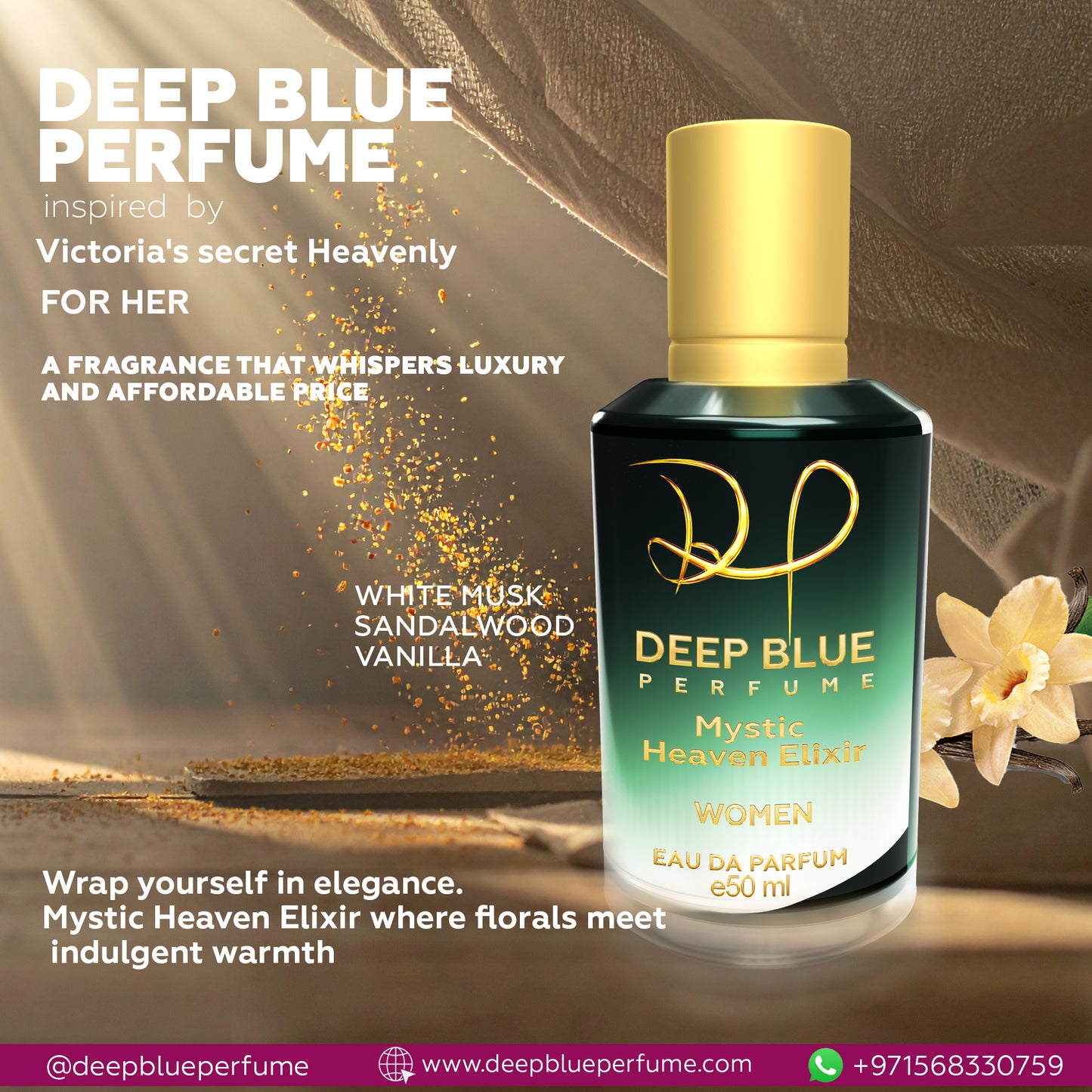 Mystic Heaven EDP soft floral musky women’s fragrance bottle