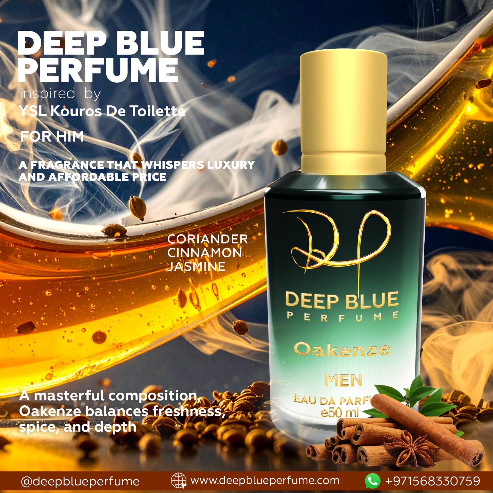 Oakenze men’s EDT long lasting spicy aromatic woody fragrance