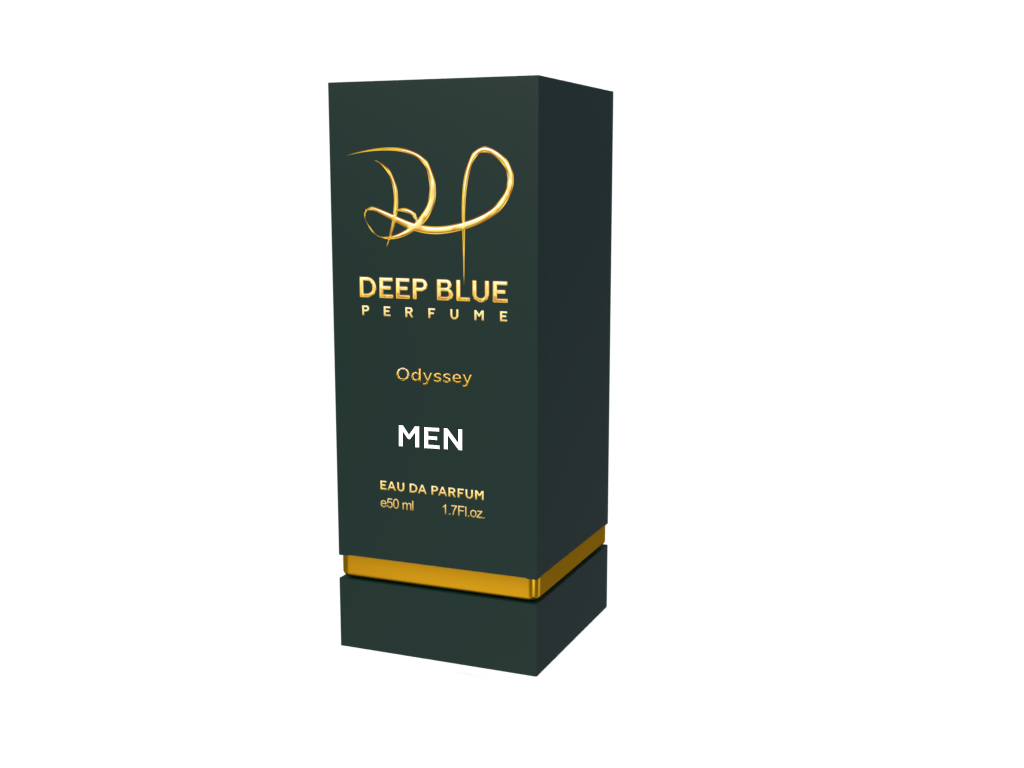 Deep Blue Perfume box for men on a white background