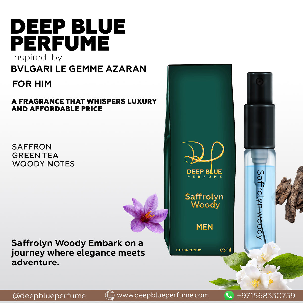 Saffrolyn Woody tester parfum rich saffron woody fragrance bottle