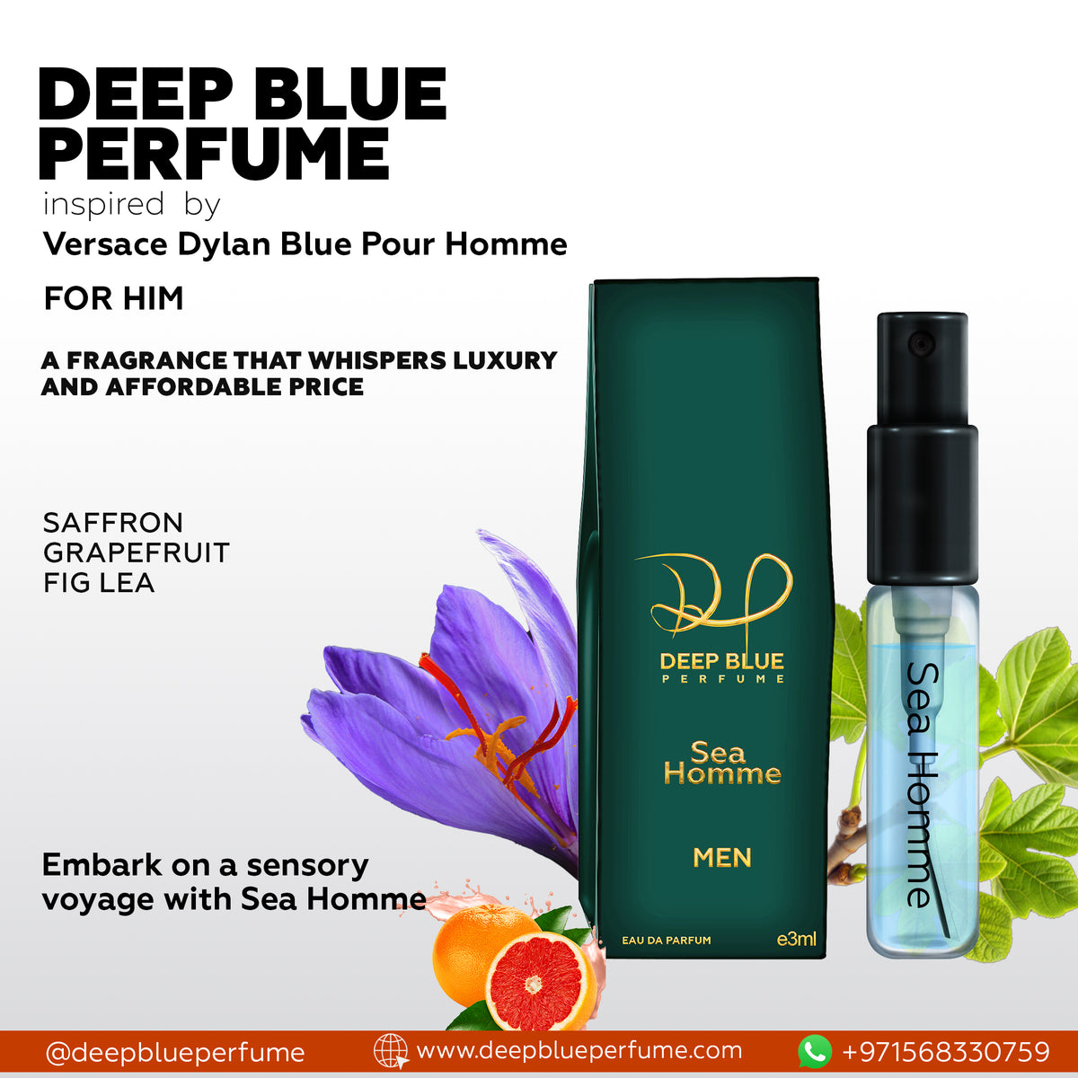 Sea Homme tester EDT fresh aquatic woody men’s fragrance bottle