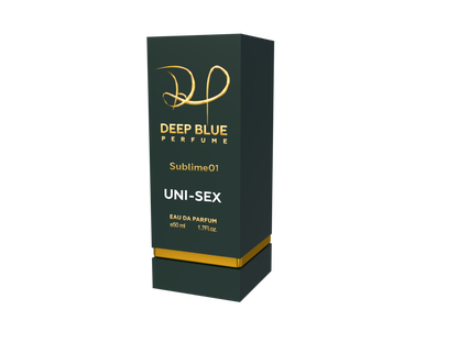 Deep Blue Perfume packaging for women on a white background