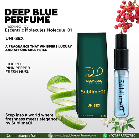 Sublime01 tester EDT fresh woody musky unisex fragrance bottle