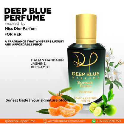 Sunset Belle luxury women’s fragrance soft floral fruity Eau de Parfum