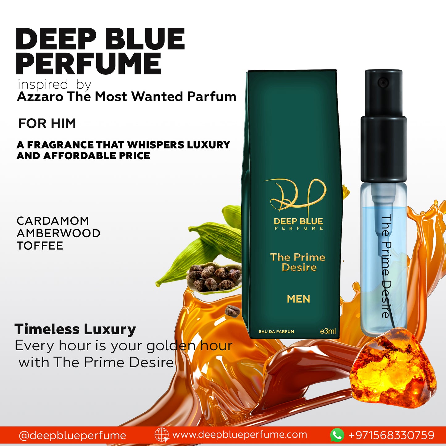 The Prime Desire tester EDP amber woody spicy unisex fragrance bottle