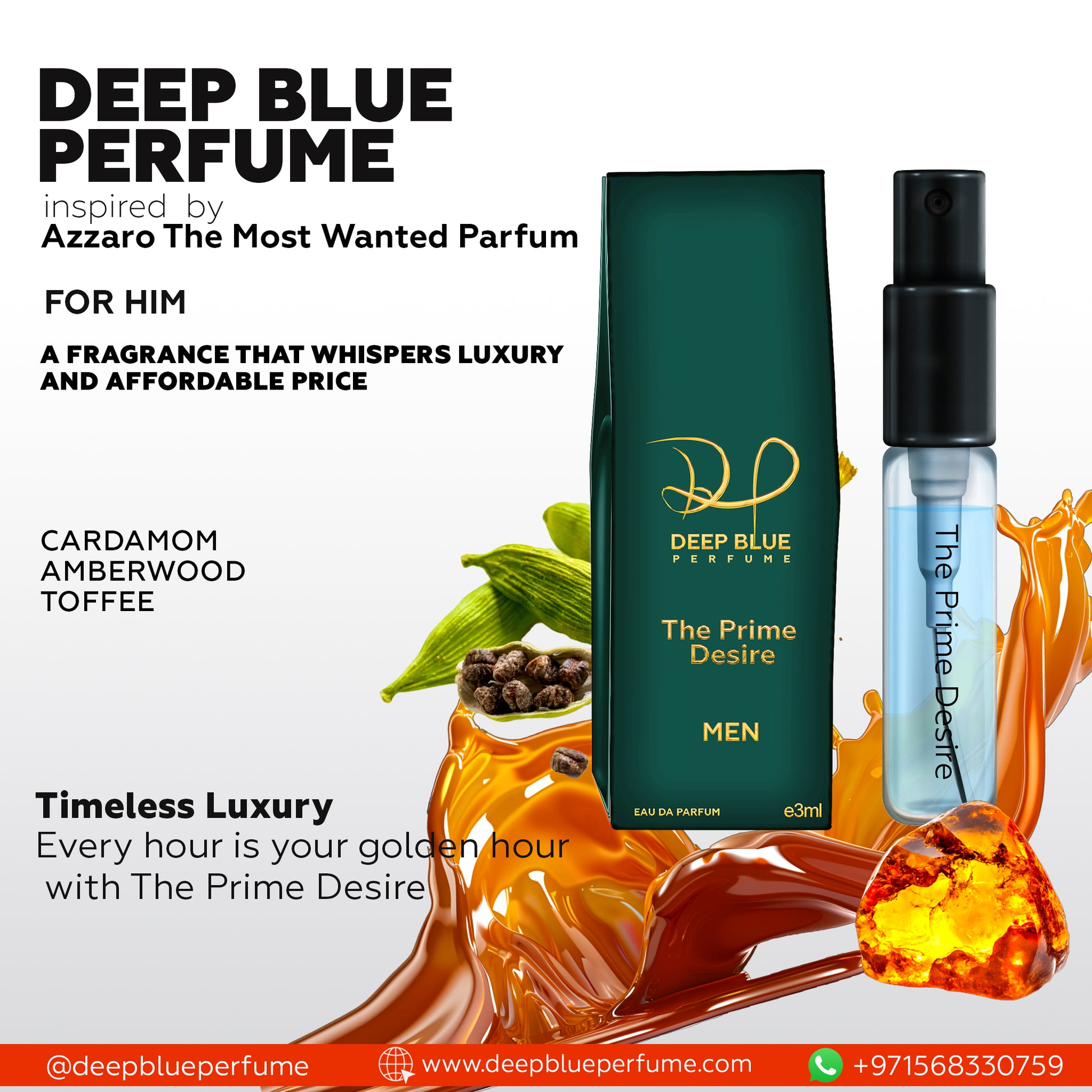 The Prime Desire tester EDP amber woody spicy unisex fragrance bottle