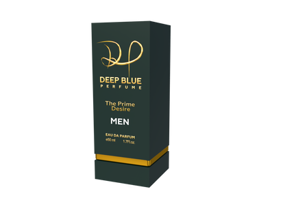 Deep Blue Perfume box for men on a white background