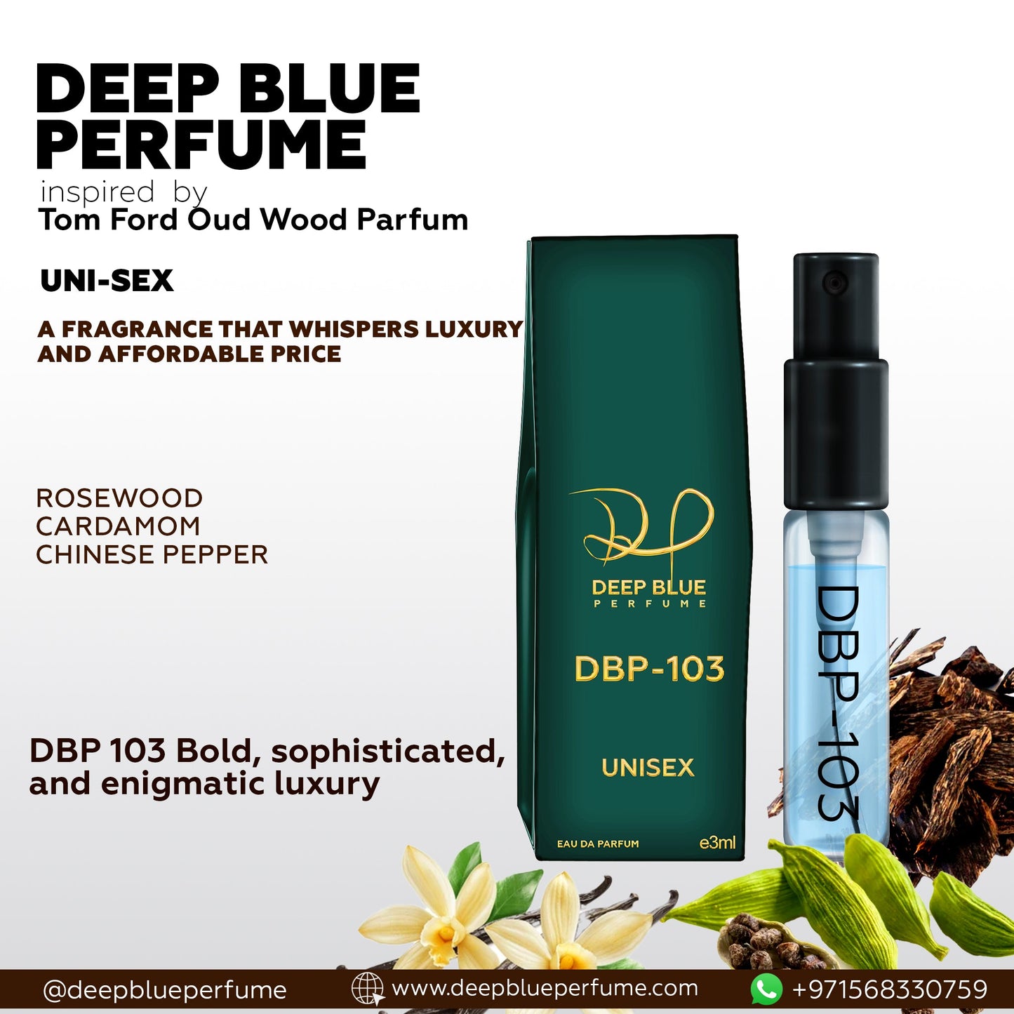 Inspied by Tom Ford Oud Wood Parfum DBP - 103 (Tester) - DeepBlue