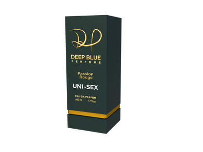 Deep Blue Perfume packaging for women on a white background