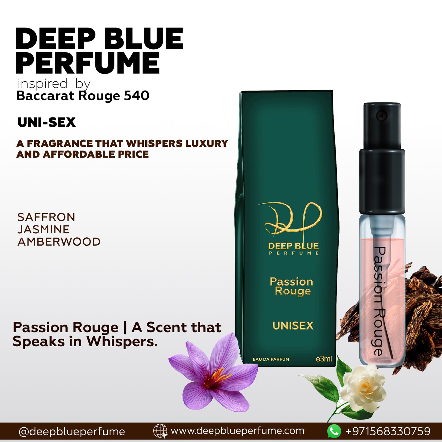Passion Rouge tester EDP amber woody unisex fragrance bottle